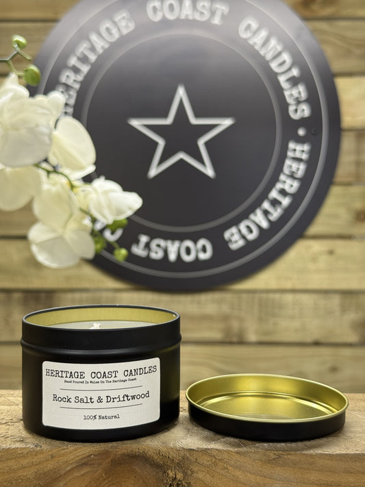 Heritage Coast Candles Rock Salt & Driftwood Tin Candle